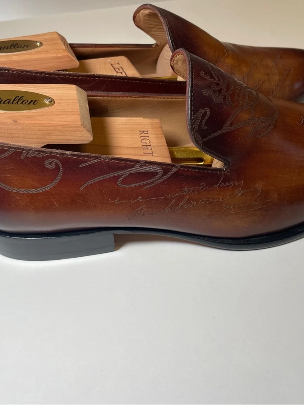 Hand-Painted Chestnut Brown Leather Men’s Slip-On Loafers - Picture 6 of 9